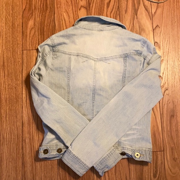 Jou Jou Stripped Zip Pocket Denim Jacket Size S - Picture 15 of 16